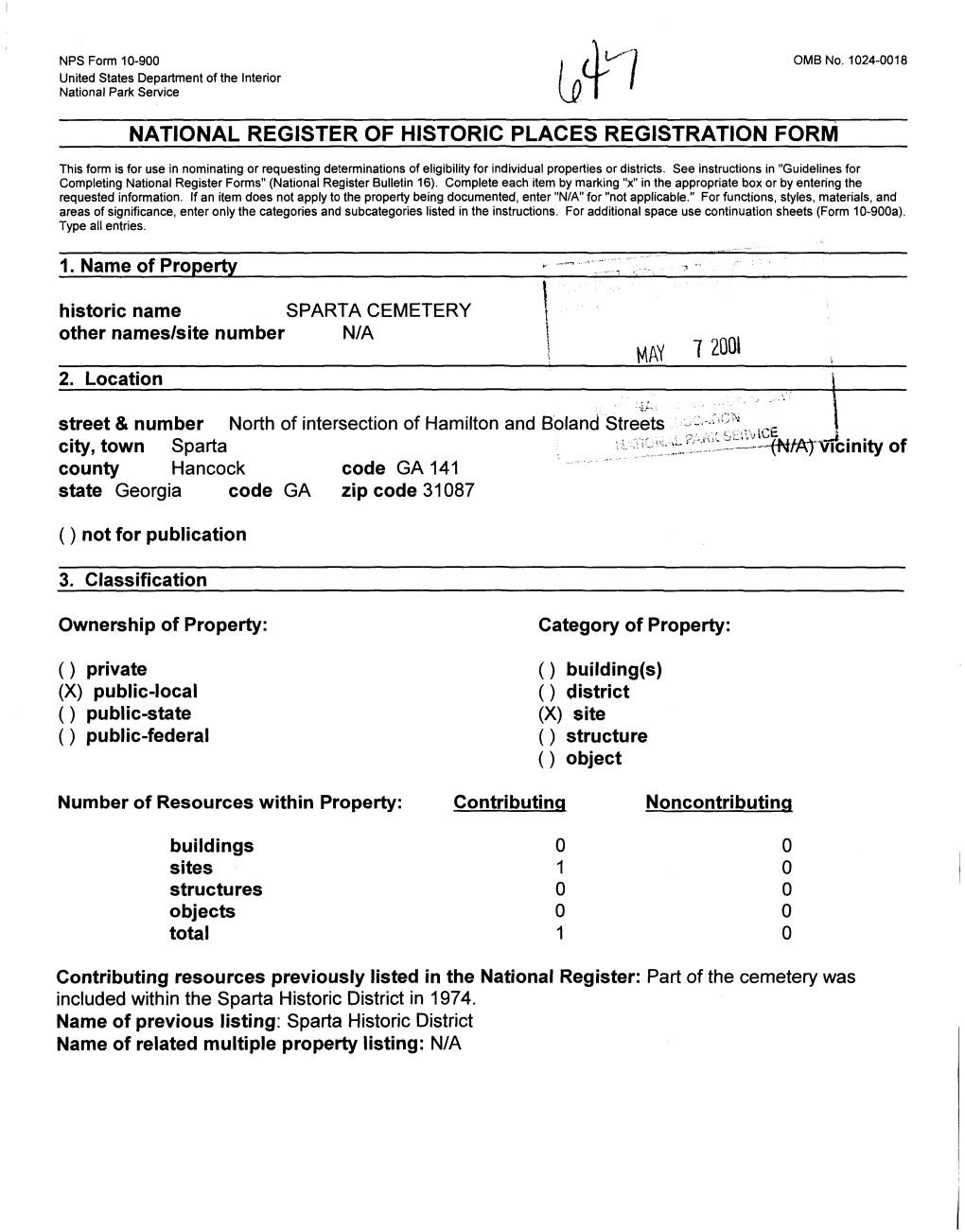 National Register of Historic Places Registration Form 0