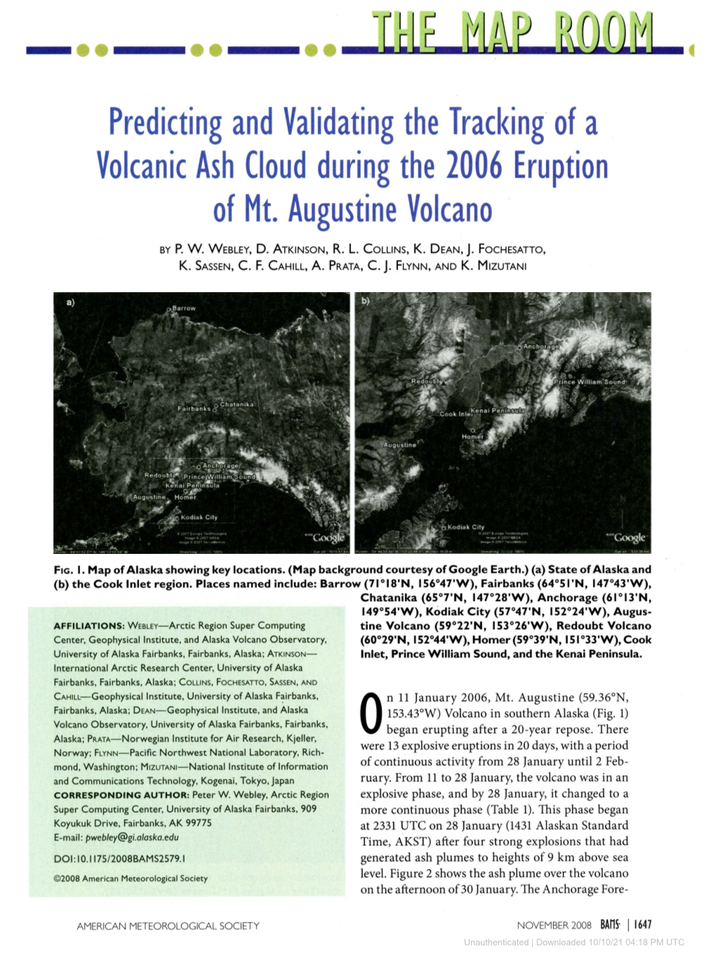 Predicting and Validating the Tracking of a Volcanic Ash Cloud During the 2006 Eruption of Mt. Augustine Volcano 0