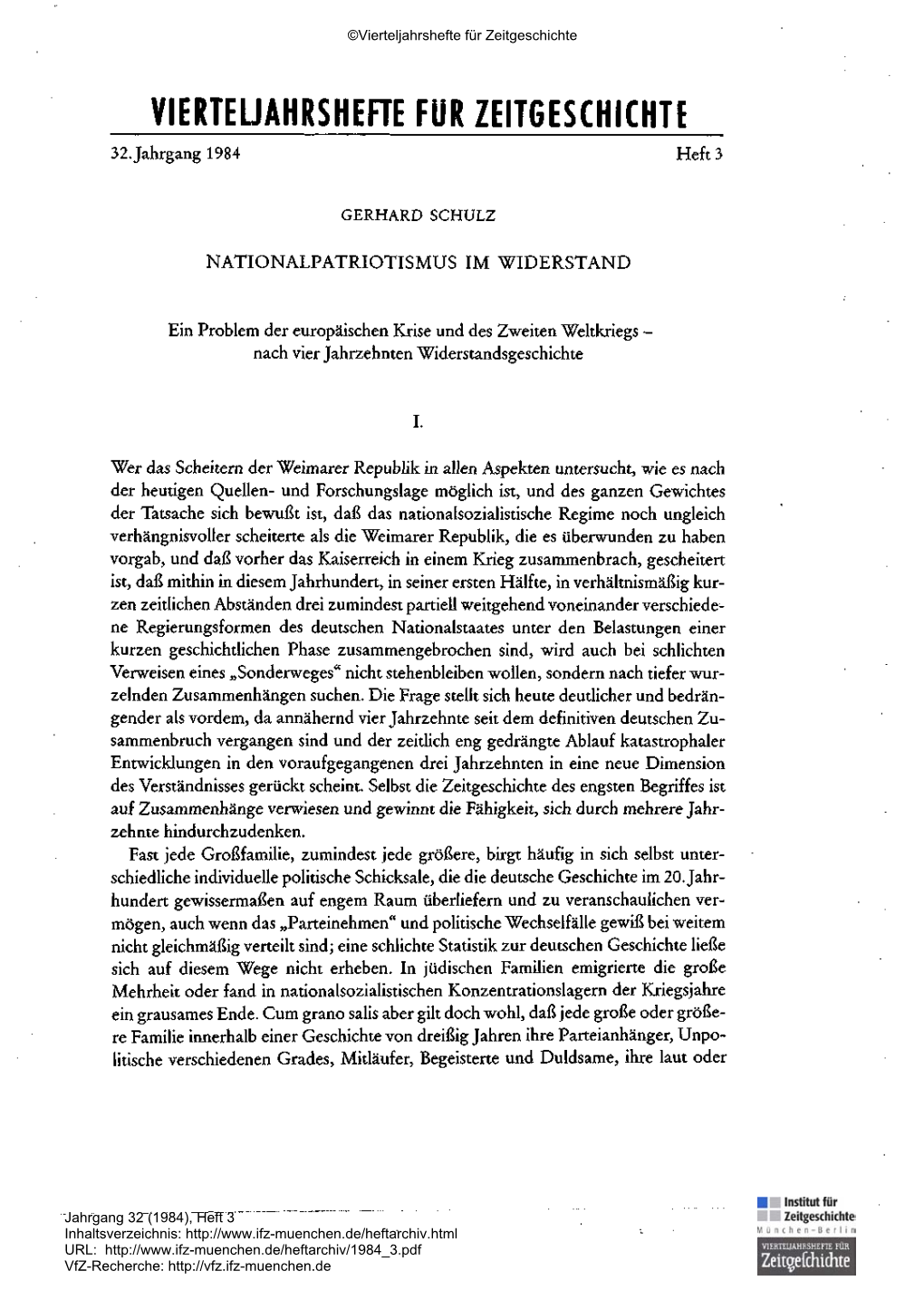 Nationalpatriotismus Im Widerstand. Ein Problem Der Europäischen Krise Und Des Zweiten Weltkriegs