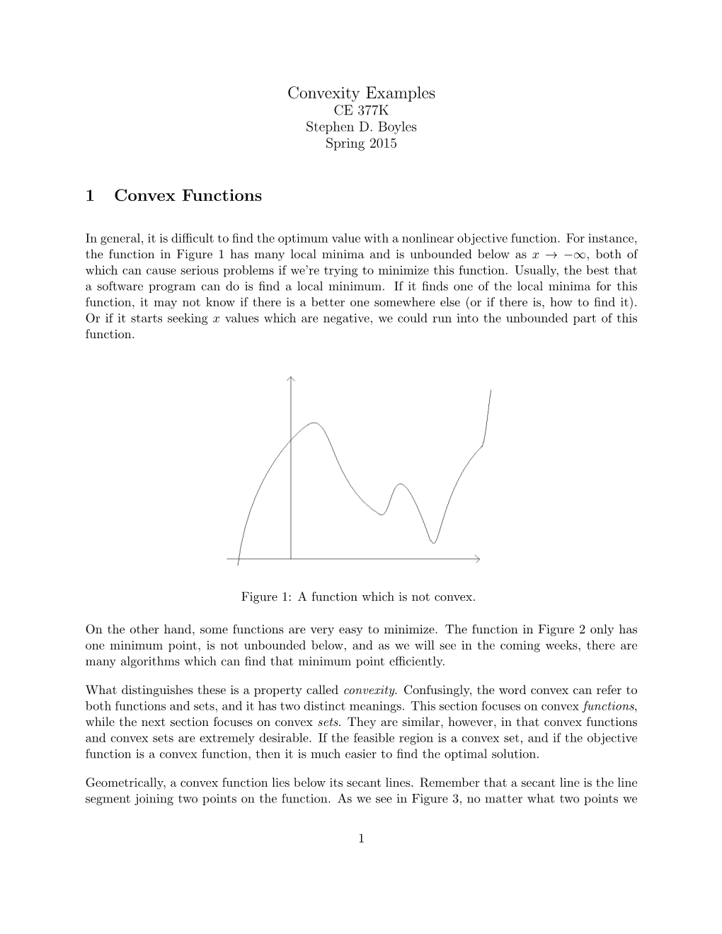 Convexity Examples 1 Convex Functions