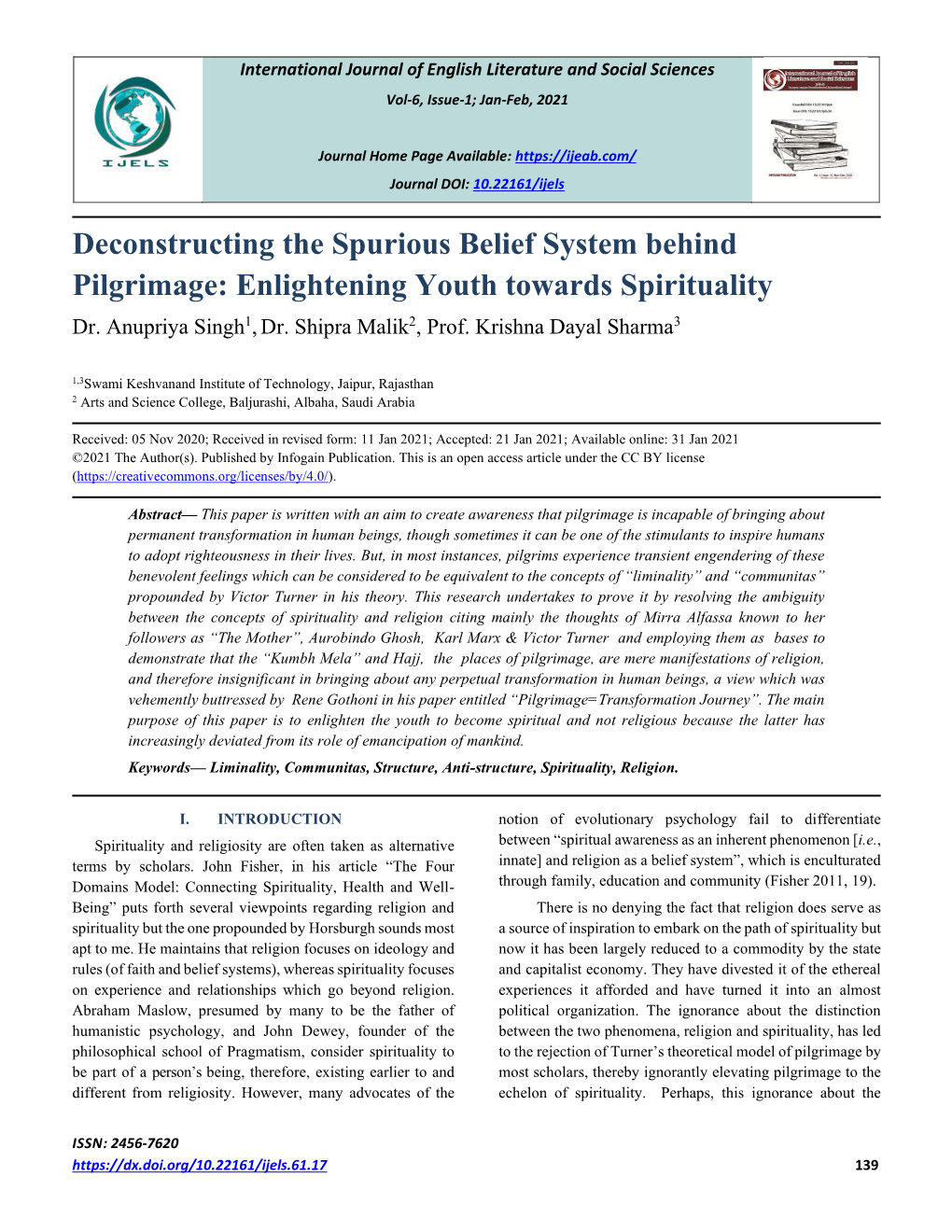 Deconstructing the Spurious Belief System Behind Pilgrimage: Enlightening Youth Towards Spirituality Dr
