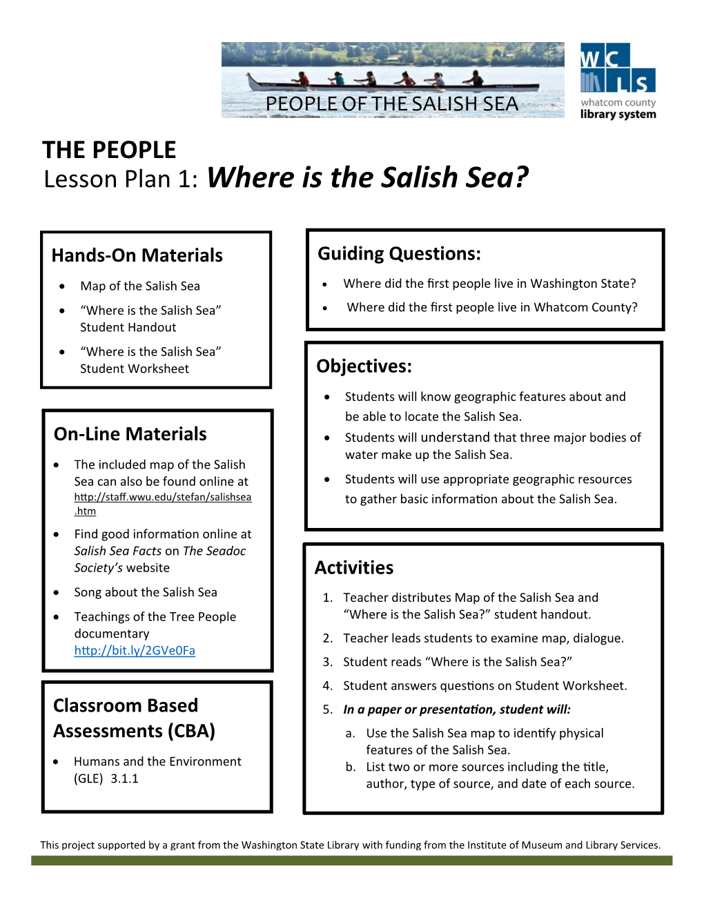 THE PEOPLE Lesson Plan 1: Where Is the Salish Sea?