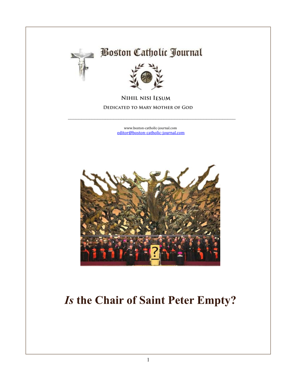 Is the Chair of Saint Peter Empty?