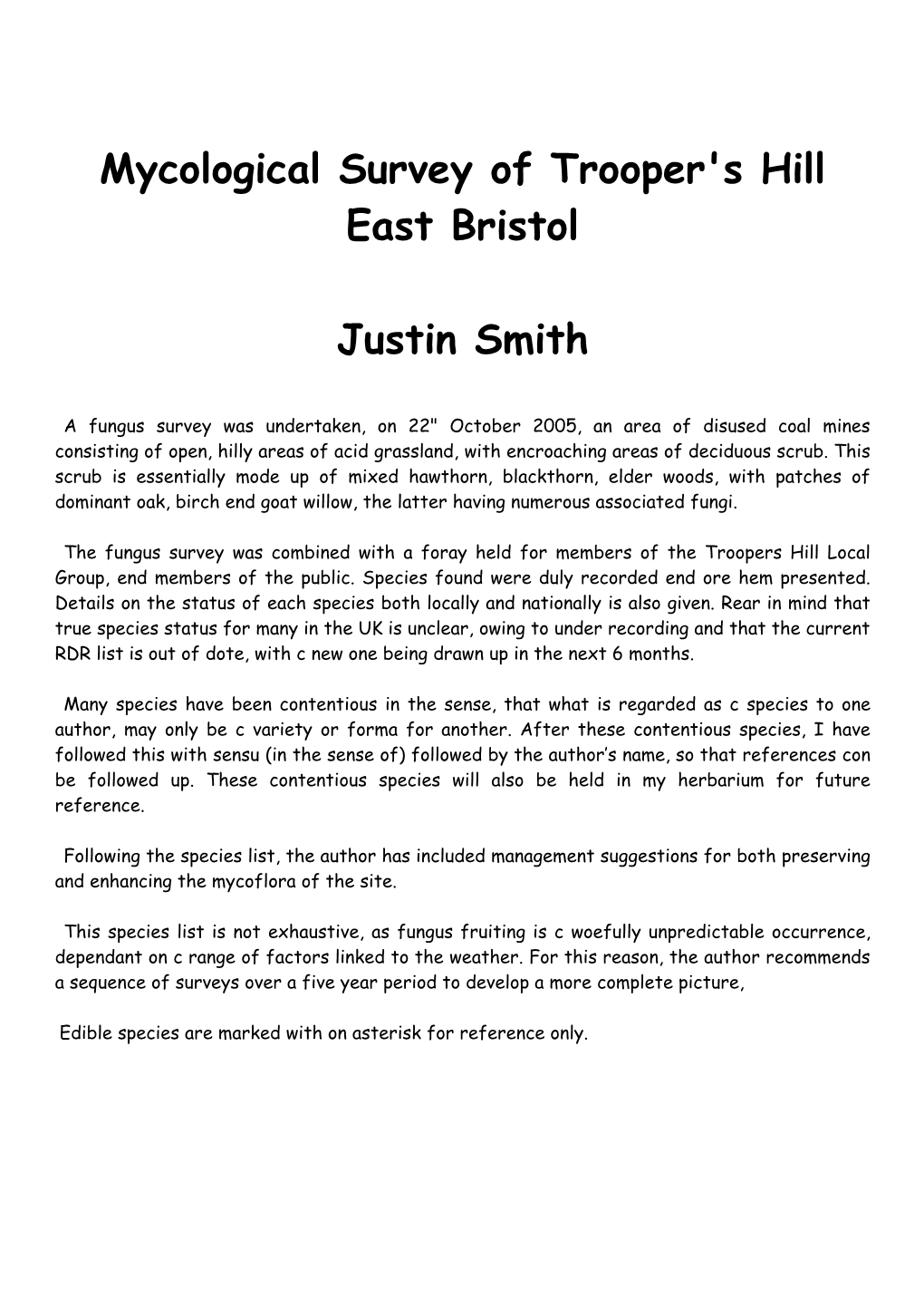 Fungi Foray Report by Justin Smith