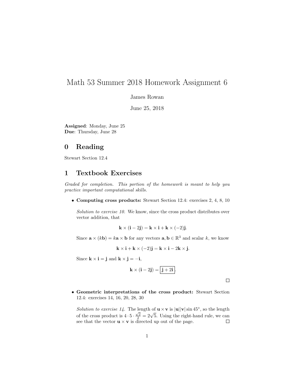 Math 53 Summer 2018 Homework Assignment 6