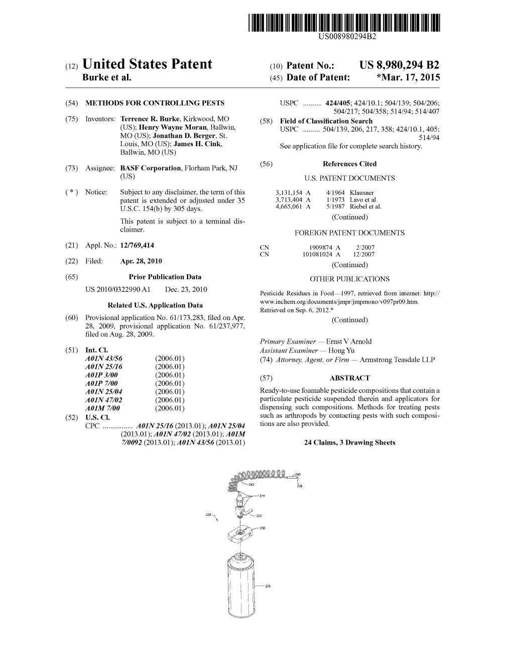 (12) United States Patent (10) Patent No.: US 8,980,294 B2 Burke Et Al