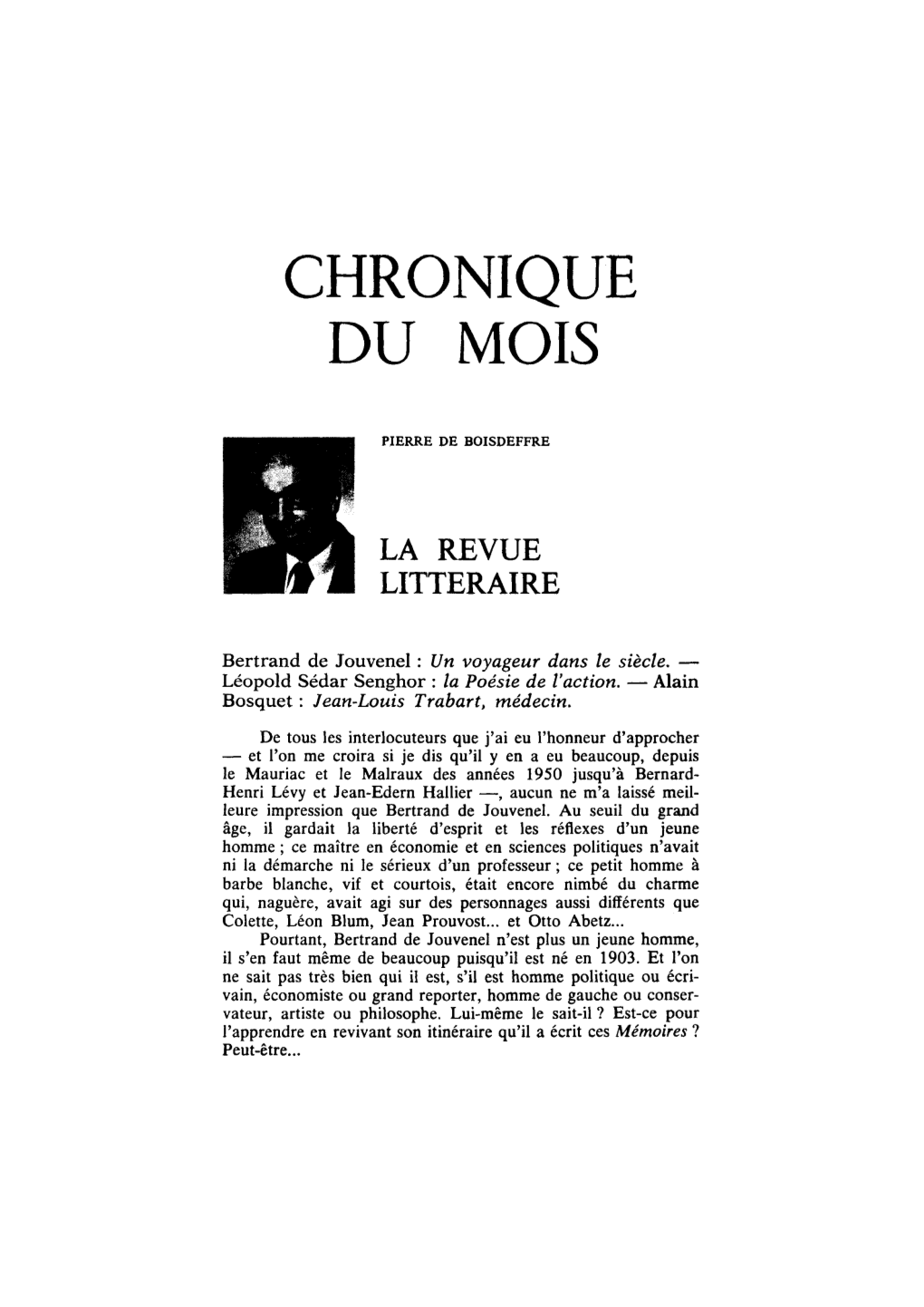 Chronique Du Mois