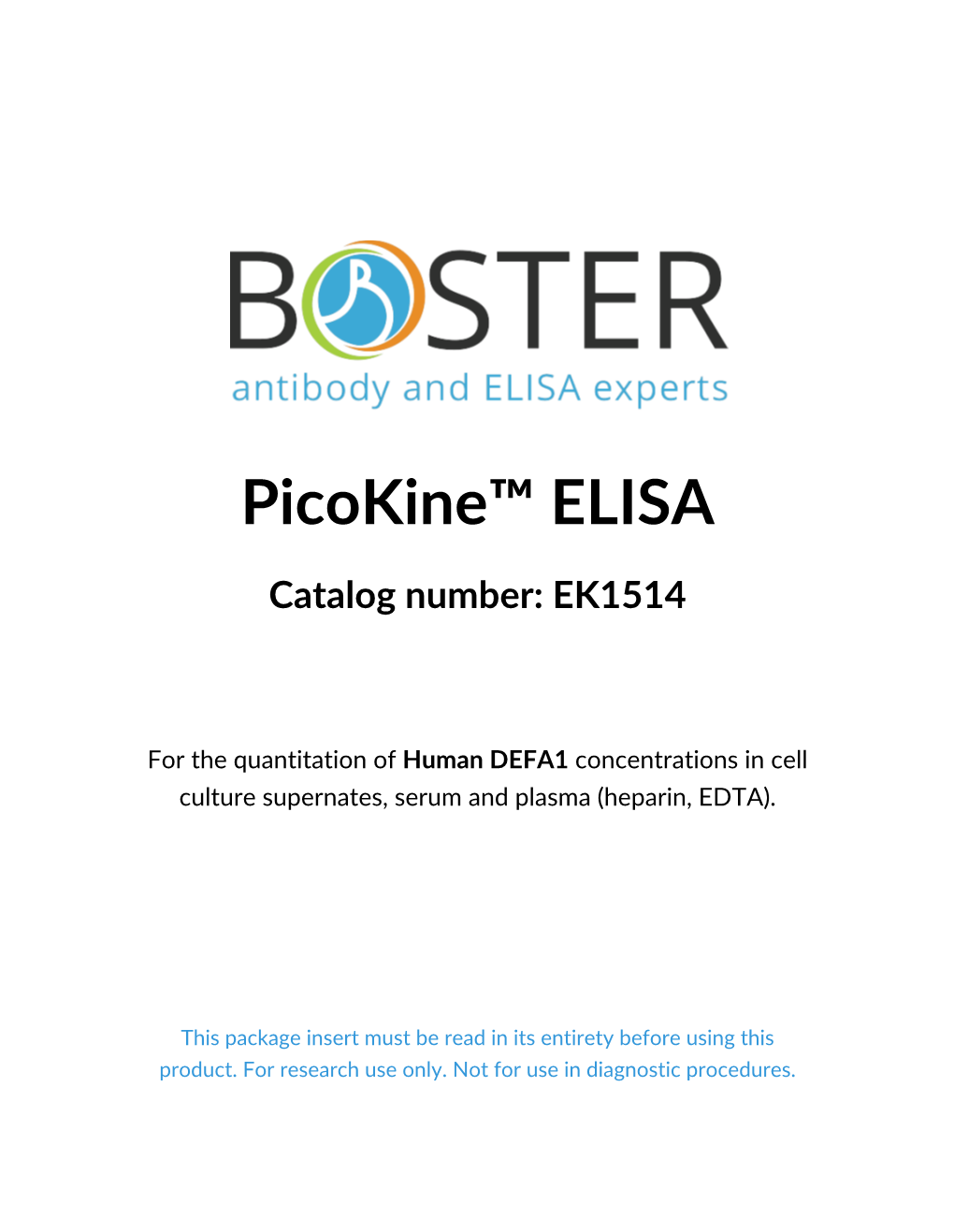 Datasheet EK1514 Human Alpha-Defensin/DEFA1 Picokine