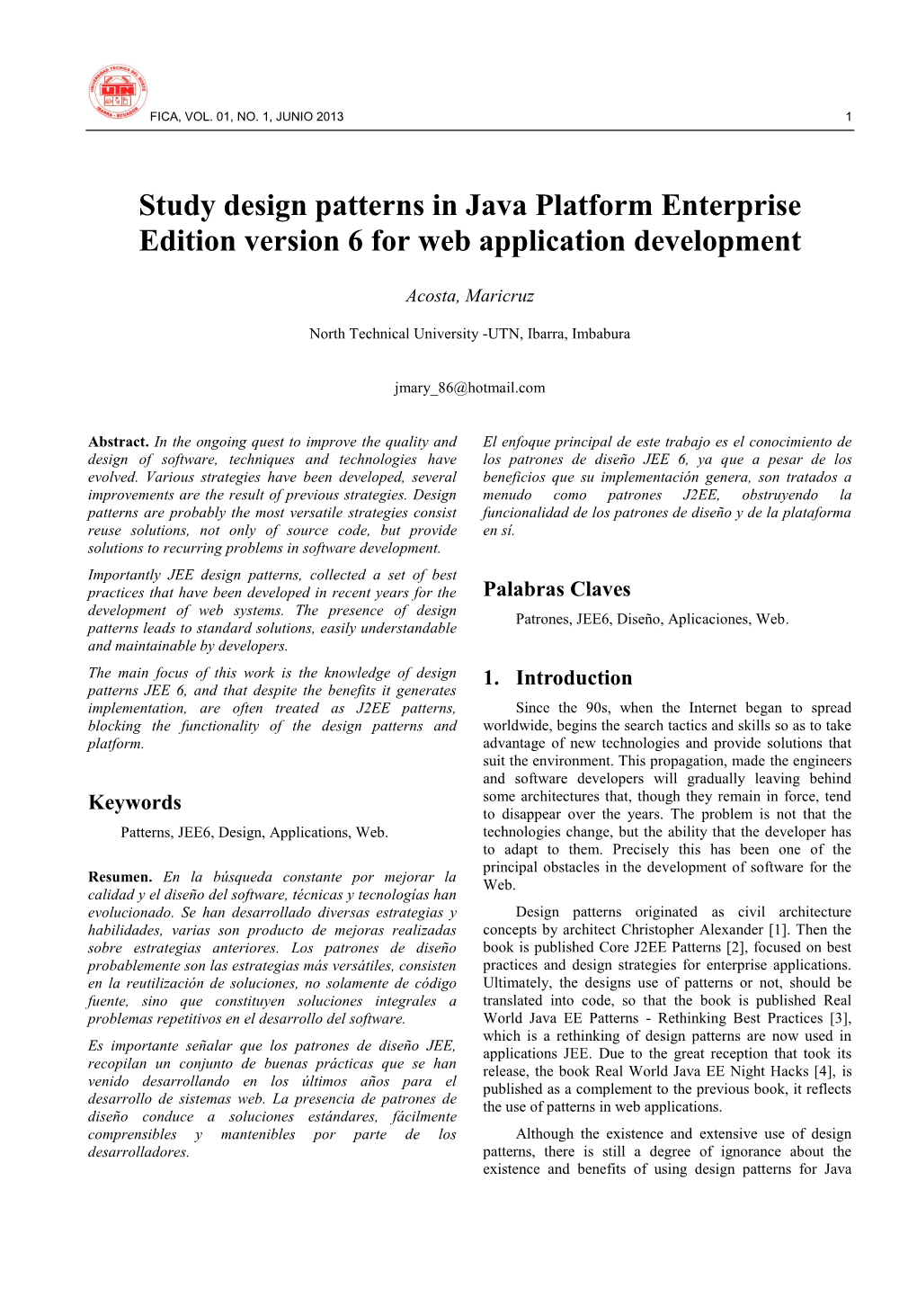 Study Design Patterns in Java Platform Enterprise Edition Version 6 for Web Application Development