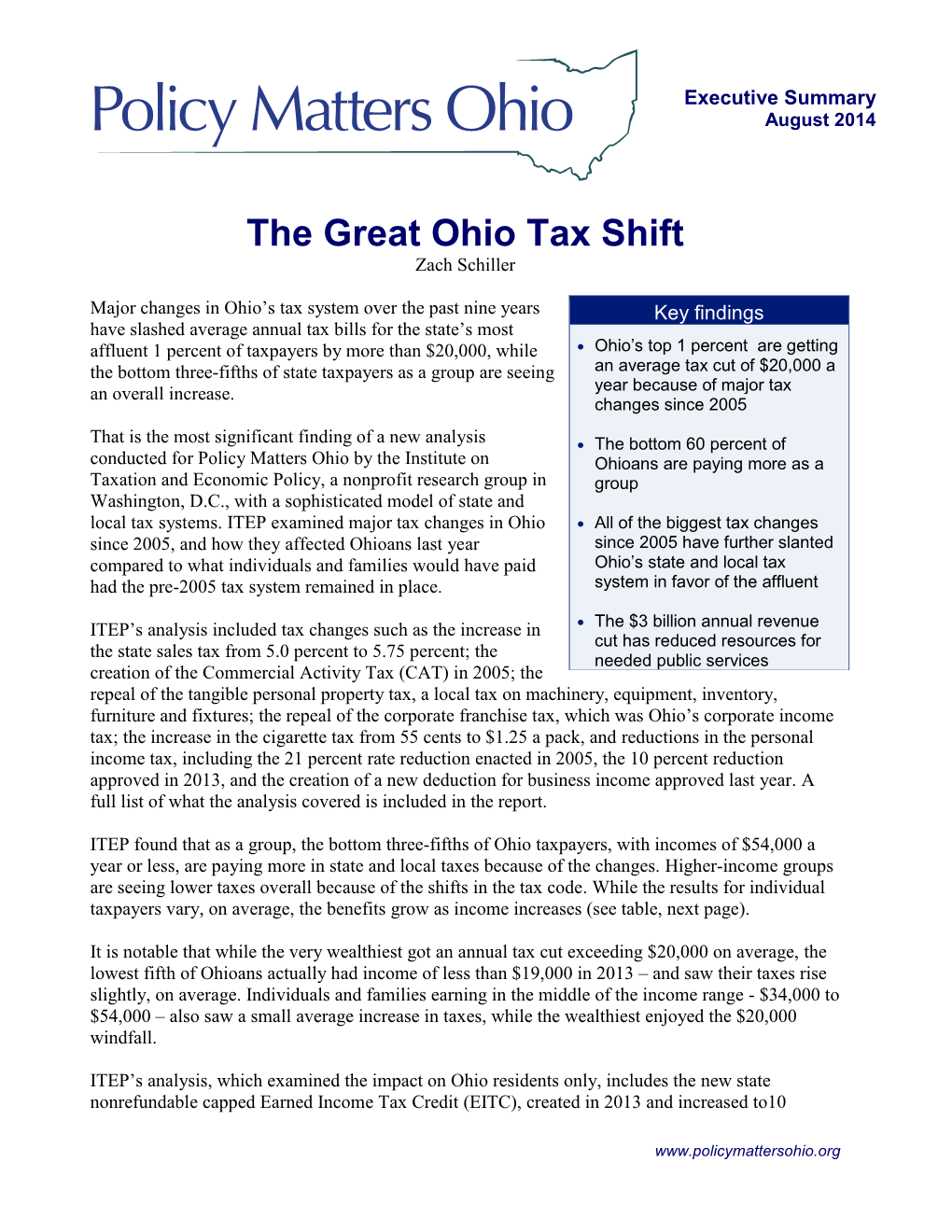 The Great Ohio Tax Shift Zach Schiller