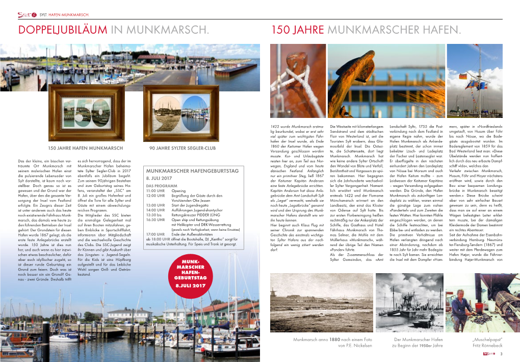 Doppeljubiläum in Munkmarsch. 150 Jahre Munkmarscher Hafen