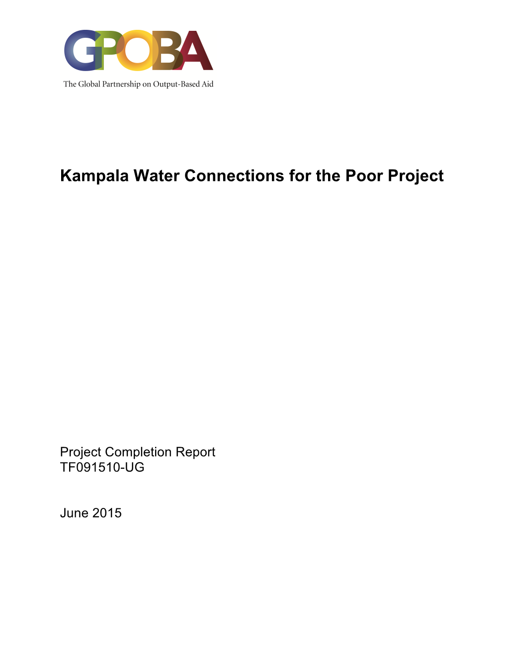 Kampala Water Connections for the Poor Project