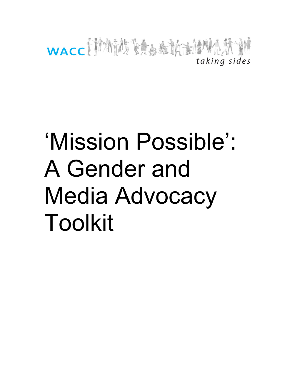 A Gender and Media Advocacy Toolkit Table of Contents Page