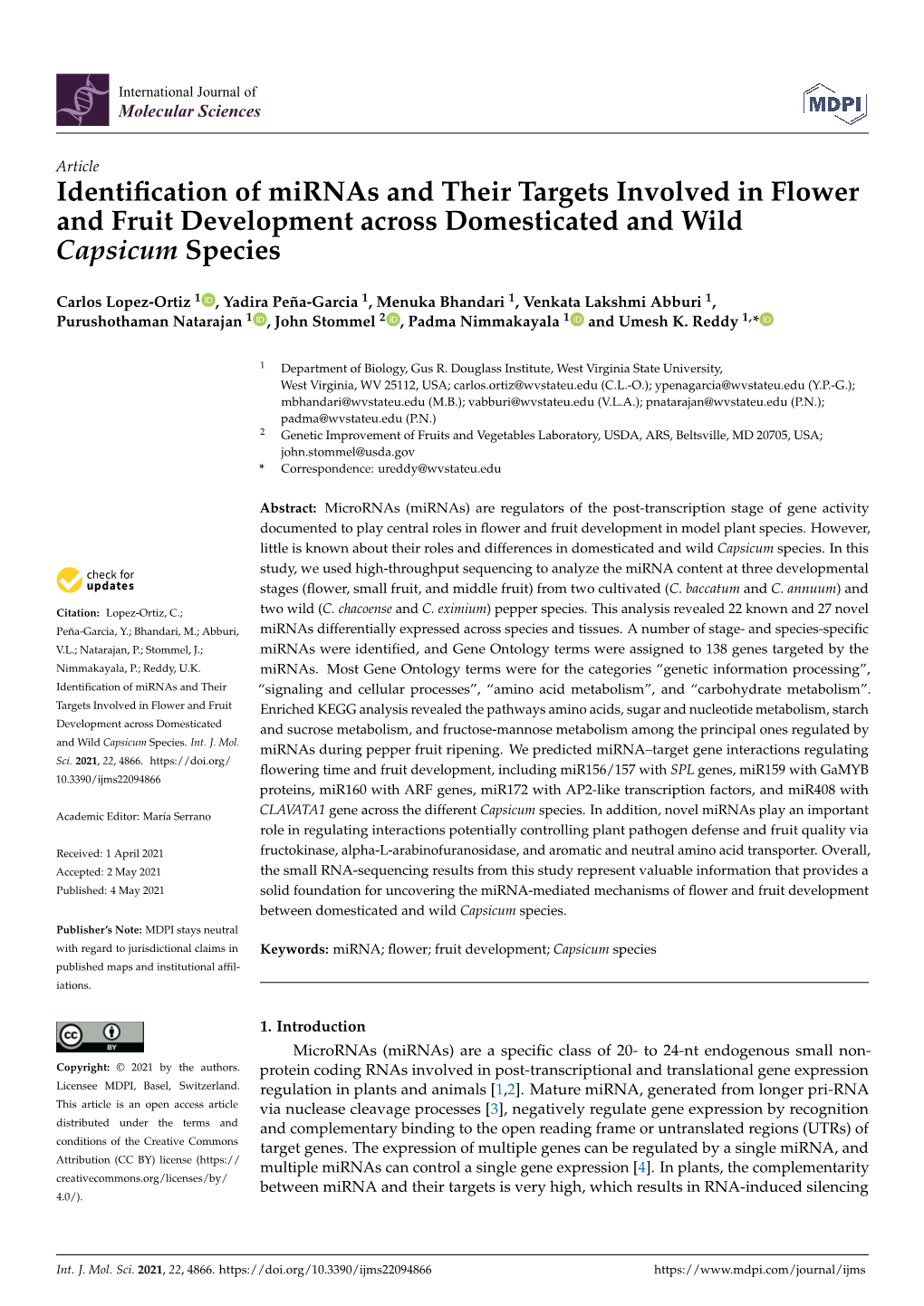 Identification of Mirnas and Their Targets Involved in Flower and Fruit