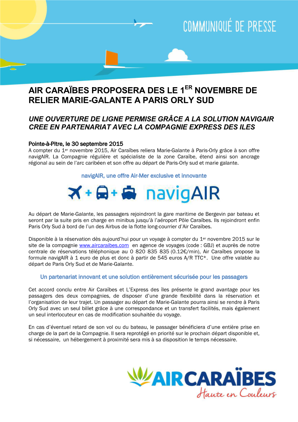 Novembre De Relier Marie-Galante a Paris Orly Sud