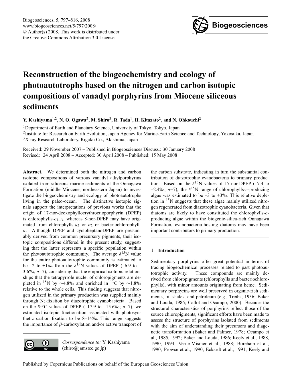 Reconstruction of the Biogeochemistry and Ecology of Photoautotrophs