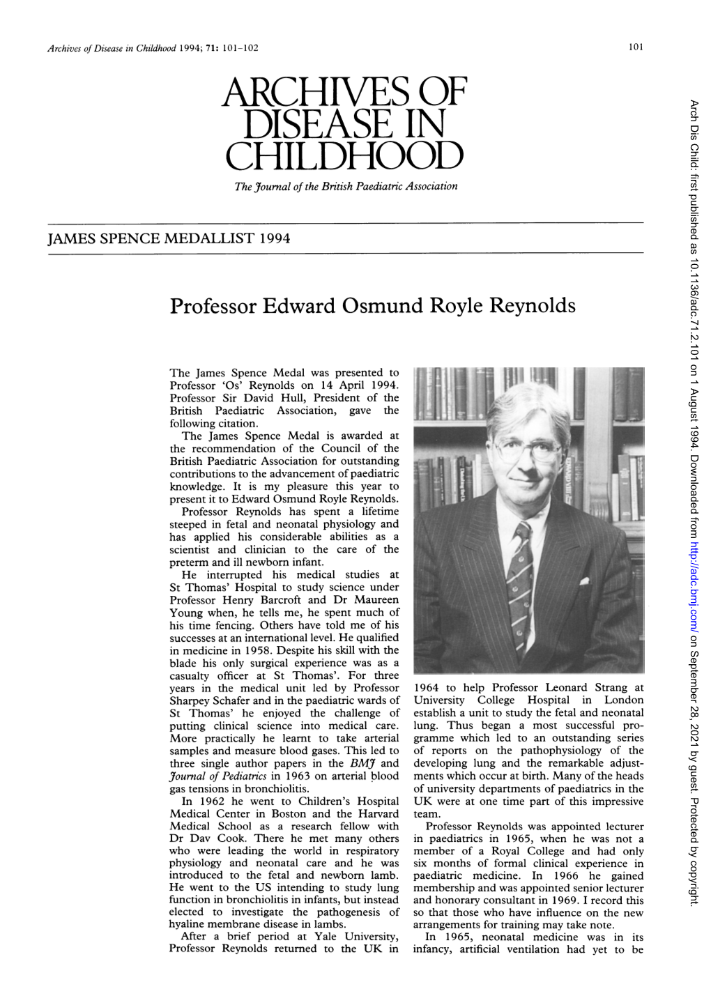 Professor Edward Osmund Royle Reynolds