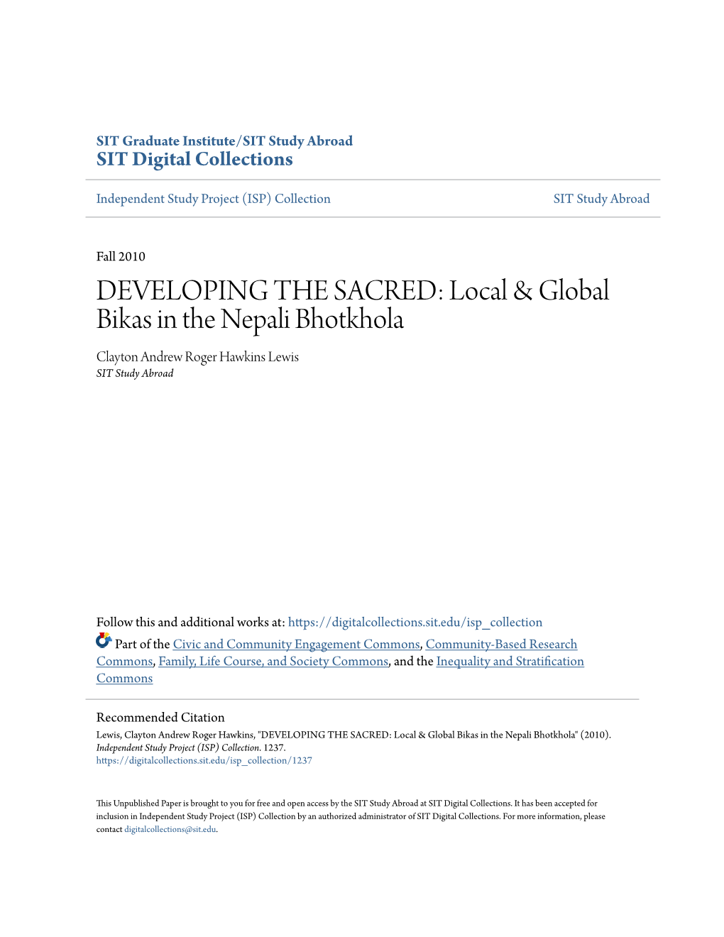 Local & Global Bikas in the Nepali Bhotkhola