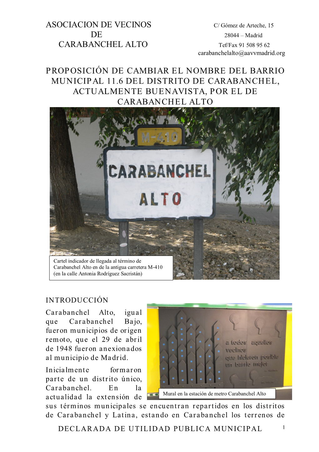 Asociacion De Vecinos De Carabanchel Alto