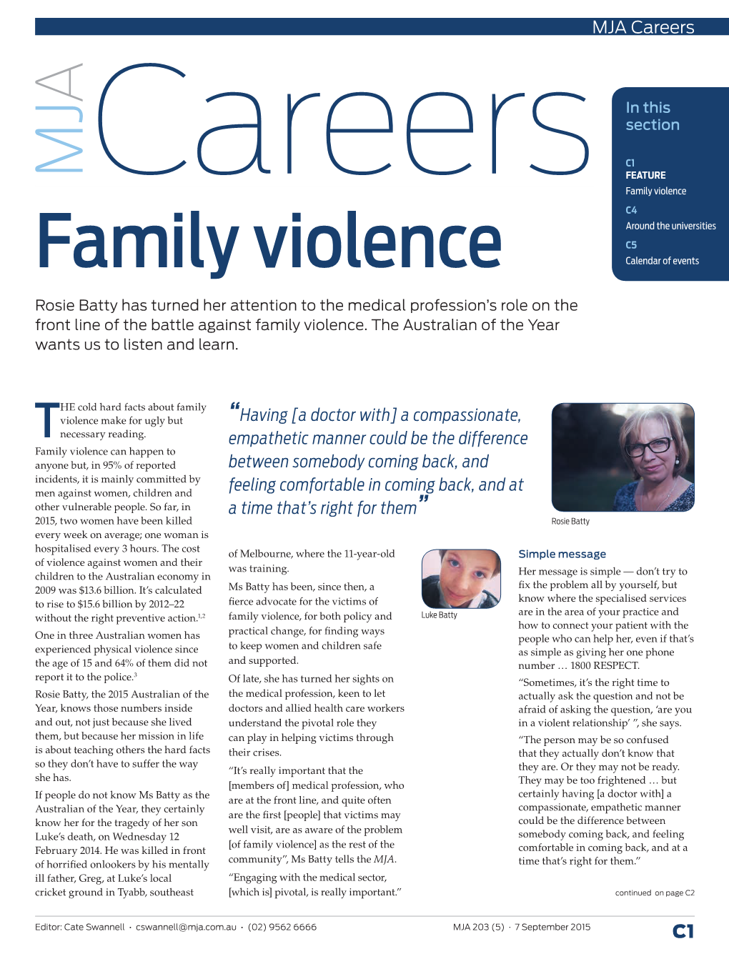 Family Violence C4 Around the Universities C5 Family Violence Calendar of Events