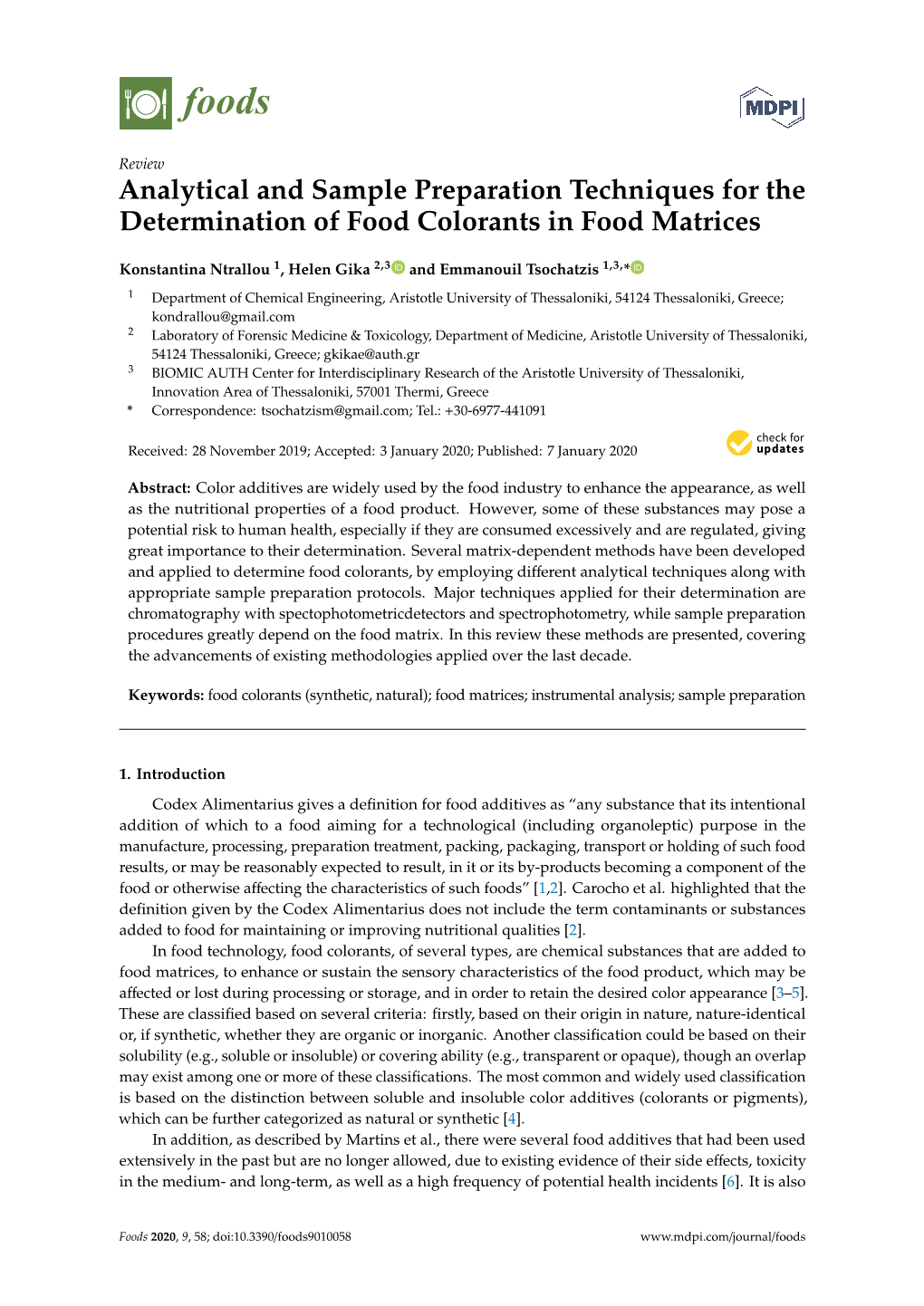 Analytical and Sample Preparation Techniques for the Determination of Food Colorants in Food Matrices