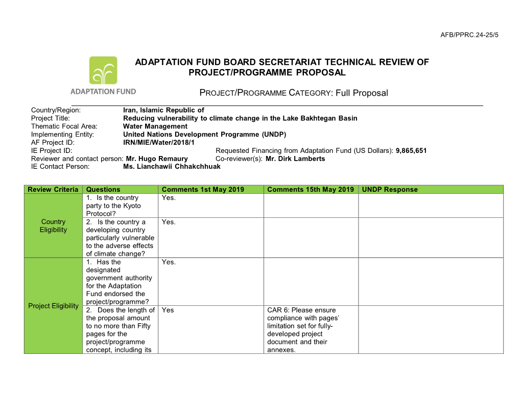 PROJECT/PROGRAMME CATEGORY: Full Proposal