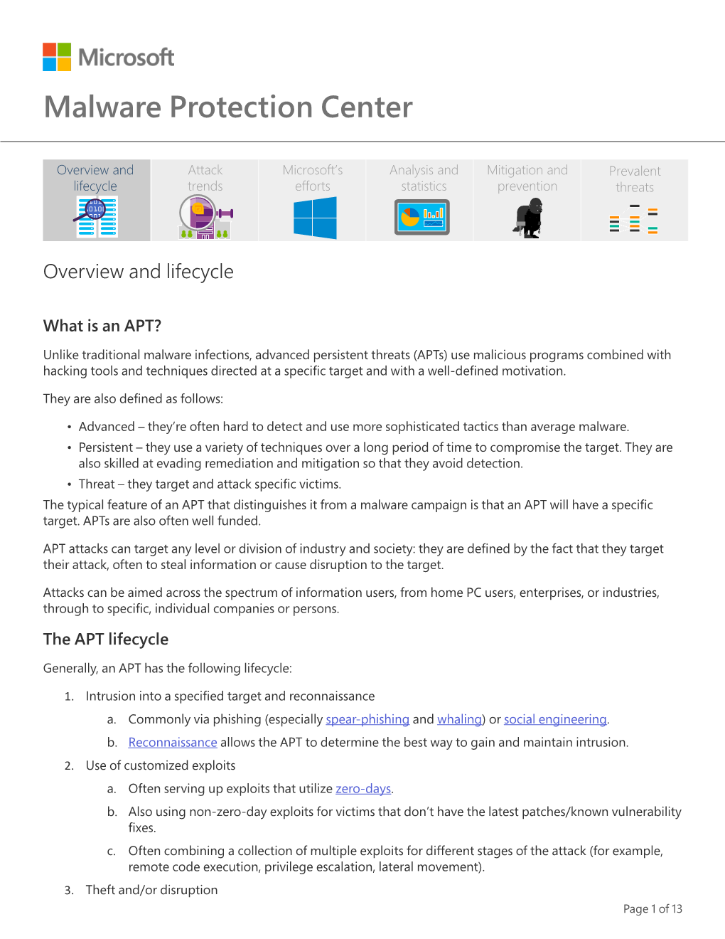 Malware Protection Center