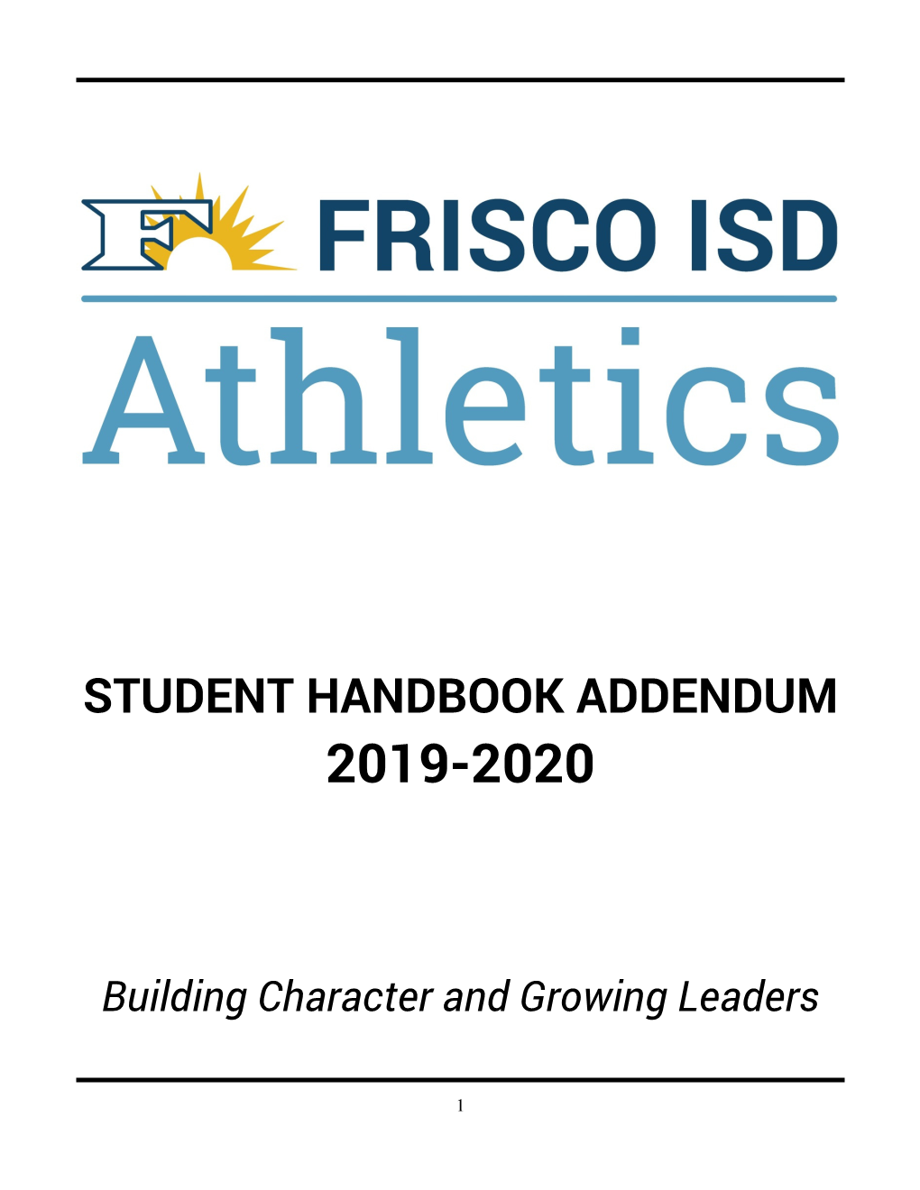 Student Handbook Addendum 2019-2020