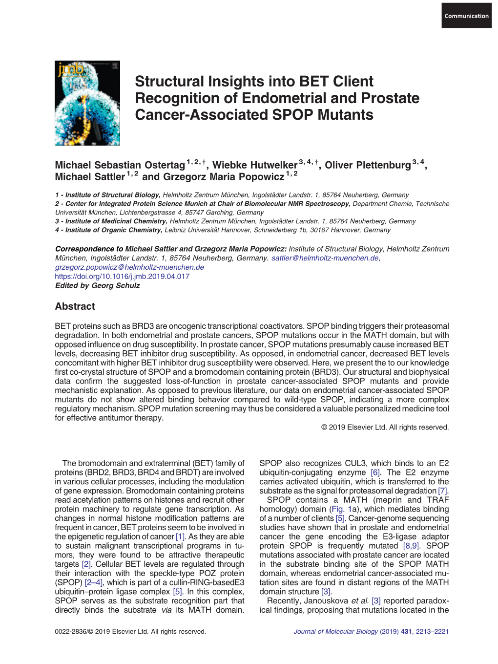 Structural Insights Into BET Client Recognition of Endometrial and Prostate Cancer-Associated SPOP Mutants