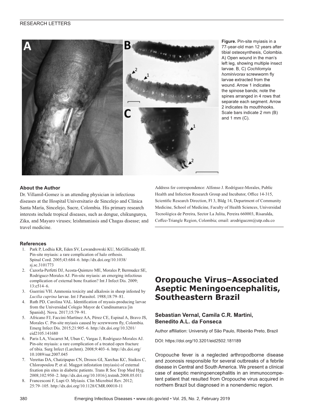 Oropouche Virus–Associated Aseptic Meningoencephalitis, Southeastern