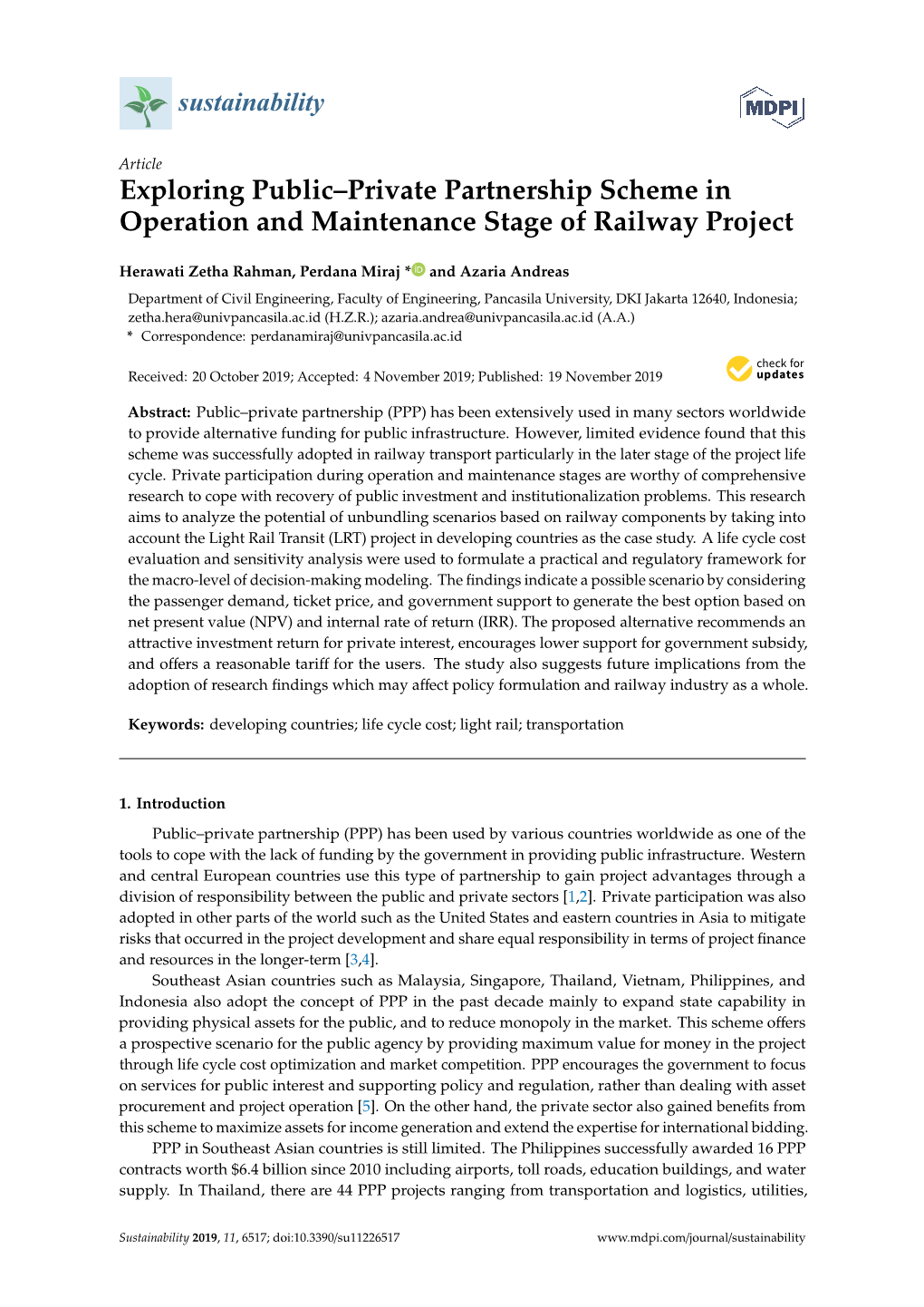 Exploring Public–Private Partnership Scheme in Operation and Maintenance Stage of Railway Project