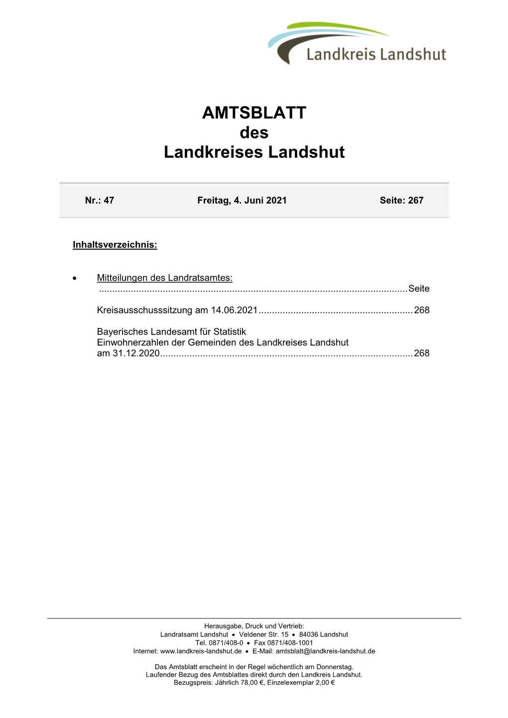 AMTSBLATT Des Landkreises Landshut