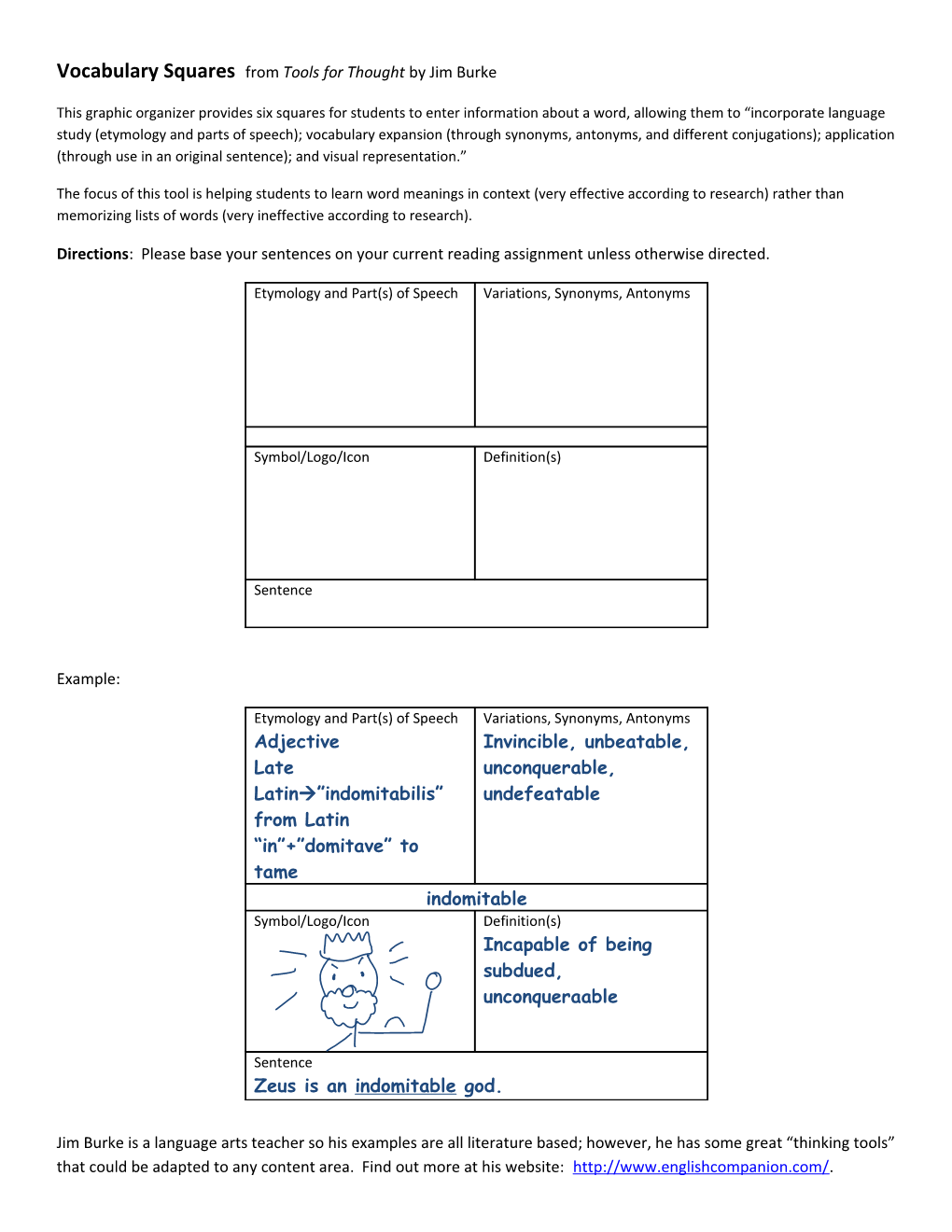 Vocabulary Squares from Tools for Thought by Jim Burke