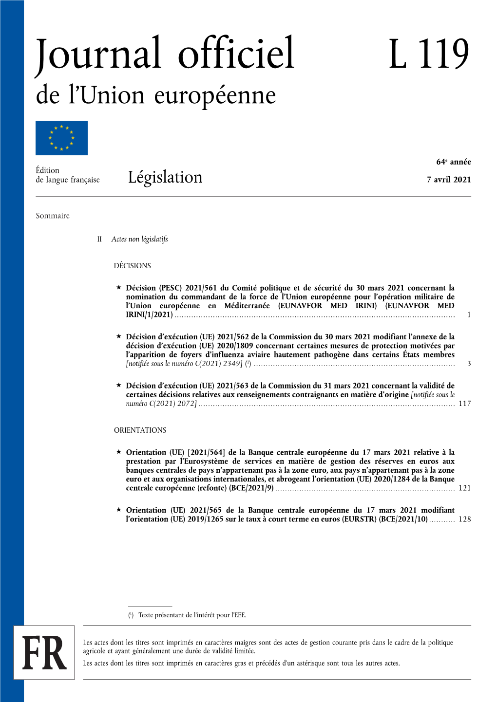 Journal Officiel L 119 De L’Union Européenne