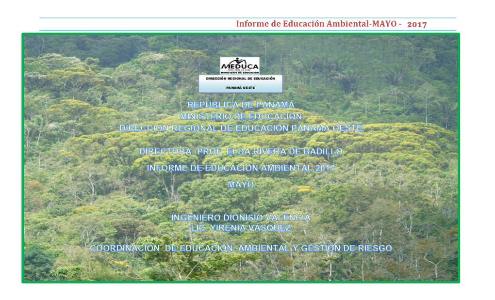 Informe De Educación Ambiental-MAYO - 2017