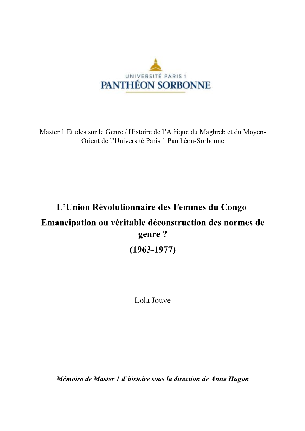 L'union Révolutionnaire Des Femmes Du Congo Emancipation