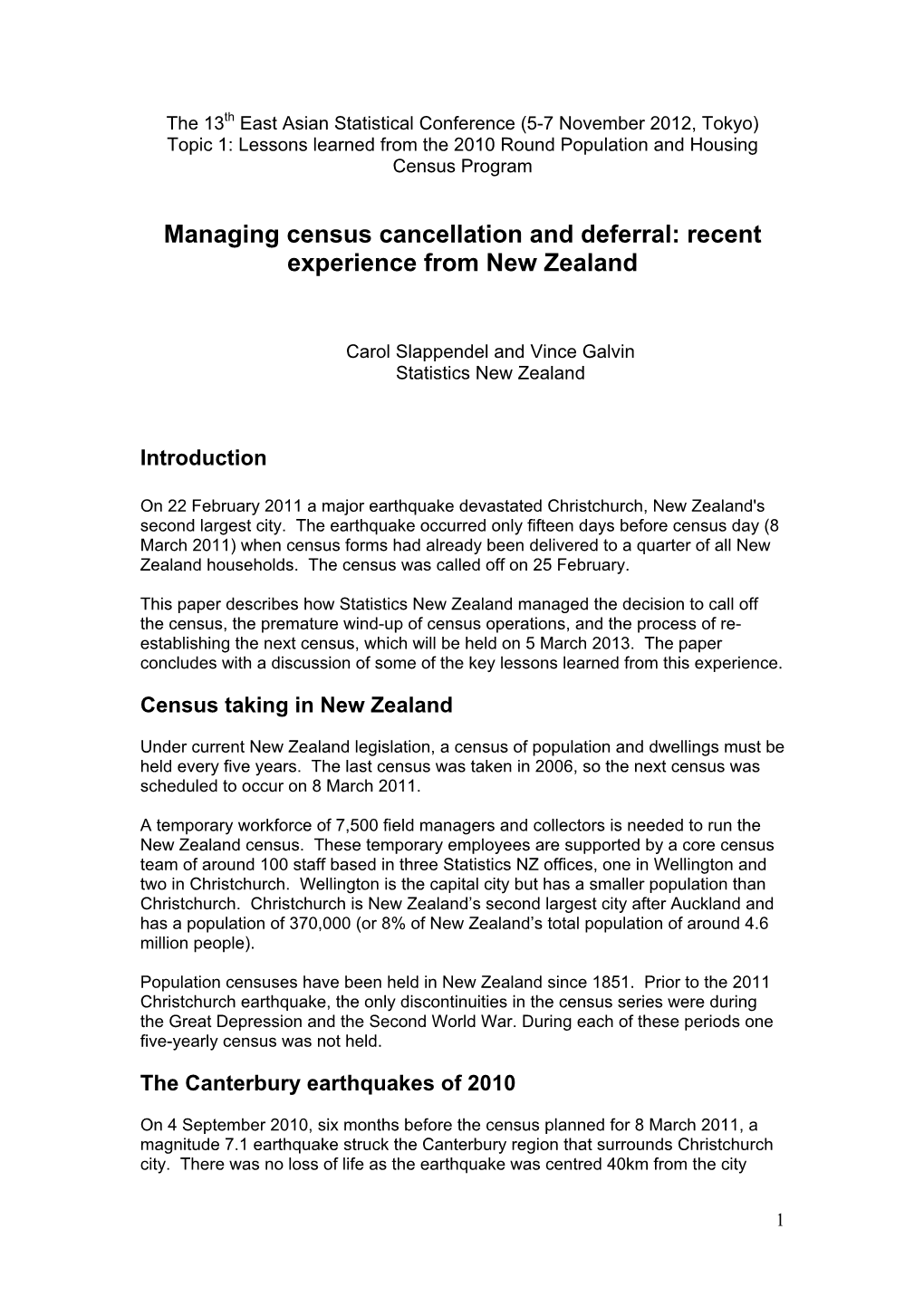 Managing Census Cancellation and Deferral: Recent Experience from New Zealand