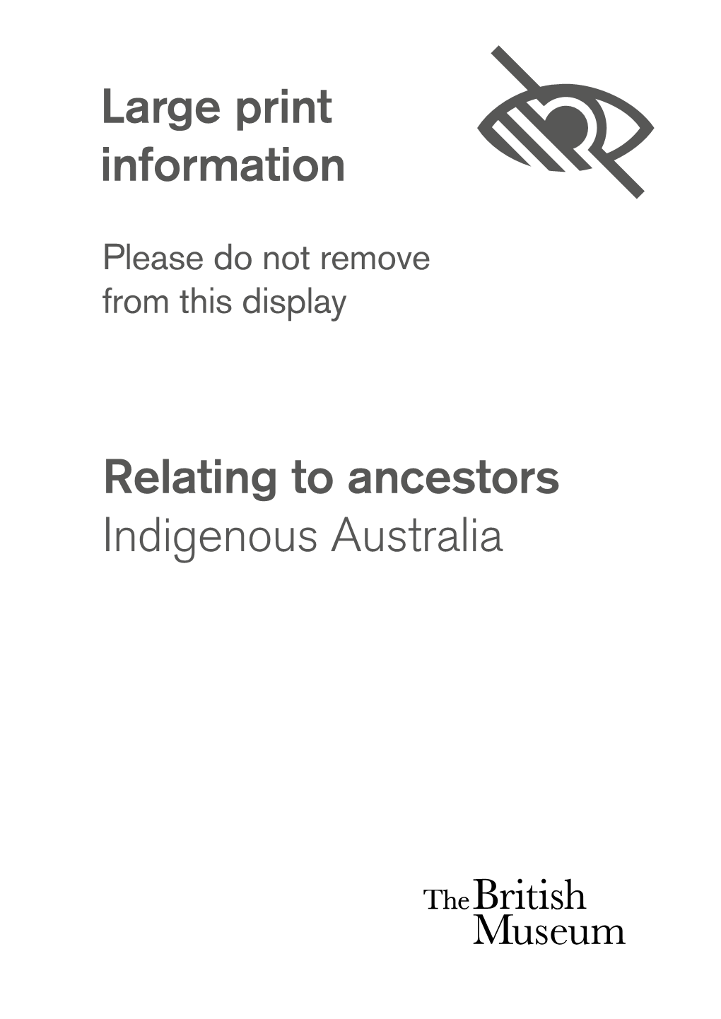 Relating to Ancestors Indigenous Australia Large Print Information