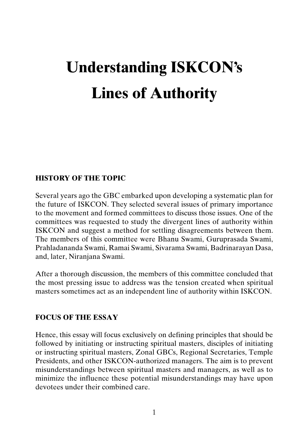 Understanding Iskcon's Lines of Authority