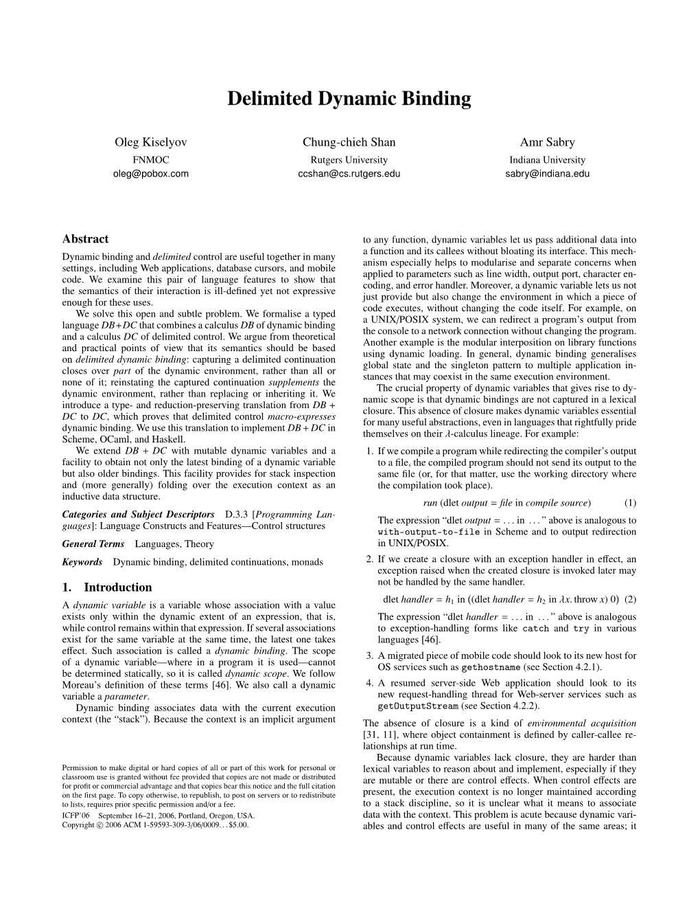 Delimited Dynamic Binding