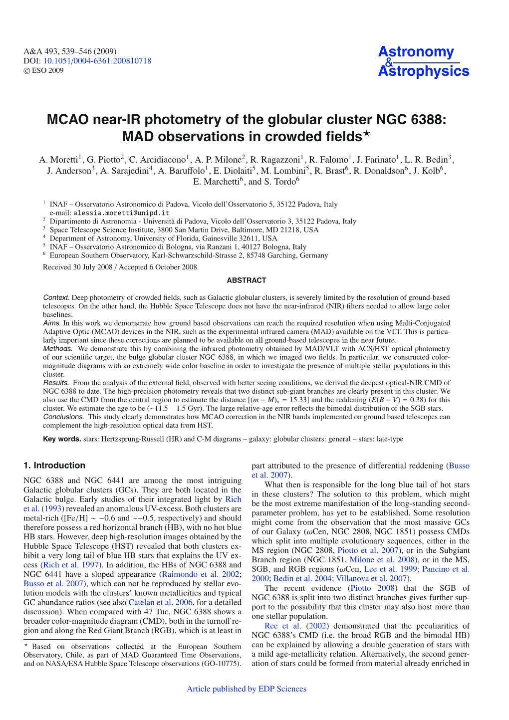 MCAO Near-IR Photometry of the Globular Cluster NGC 6388: MAD Observations in Crowded ﬁelds