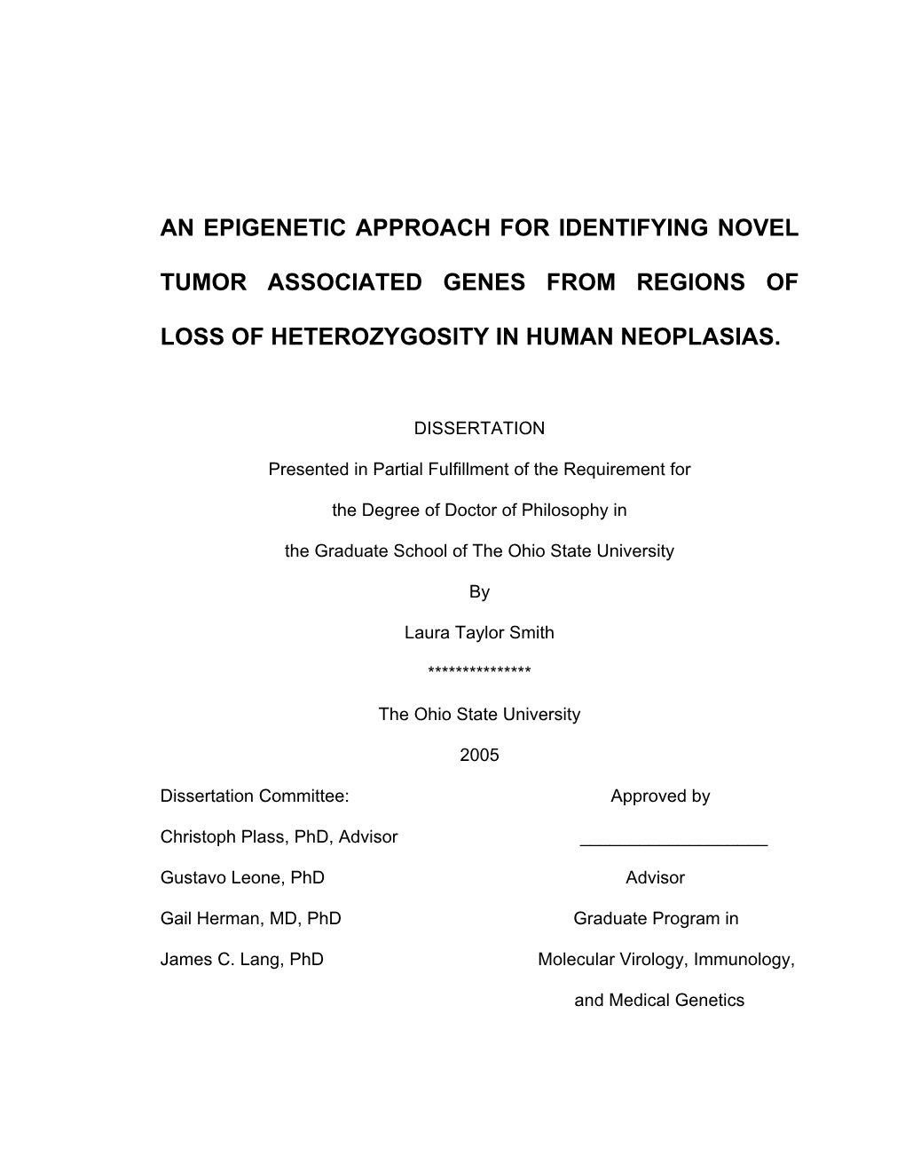 Epigenetic Approach for Identifying Novel Tumor Associated Genes From