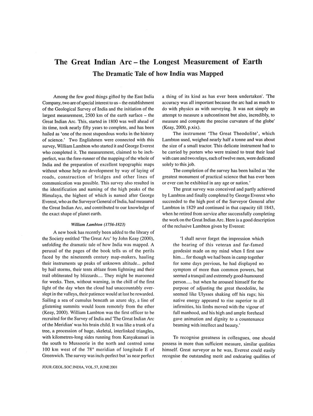 The Great Indian Arc - the Longest Measurement of Earth the Dramatic Tale of How India Was Mapped