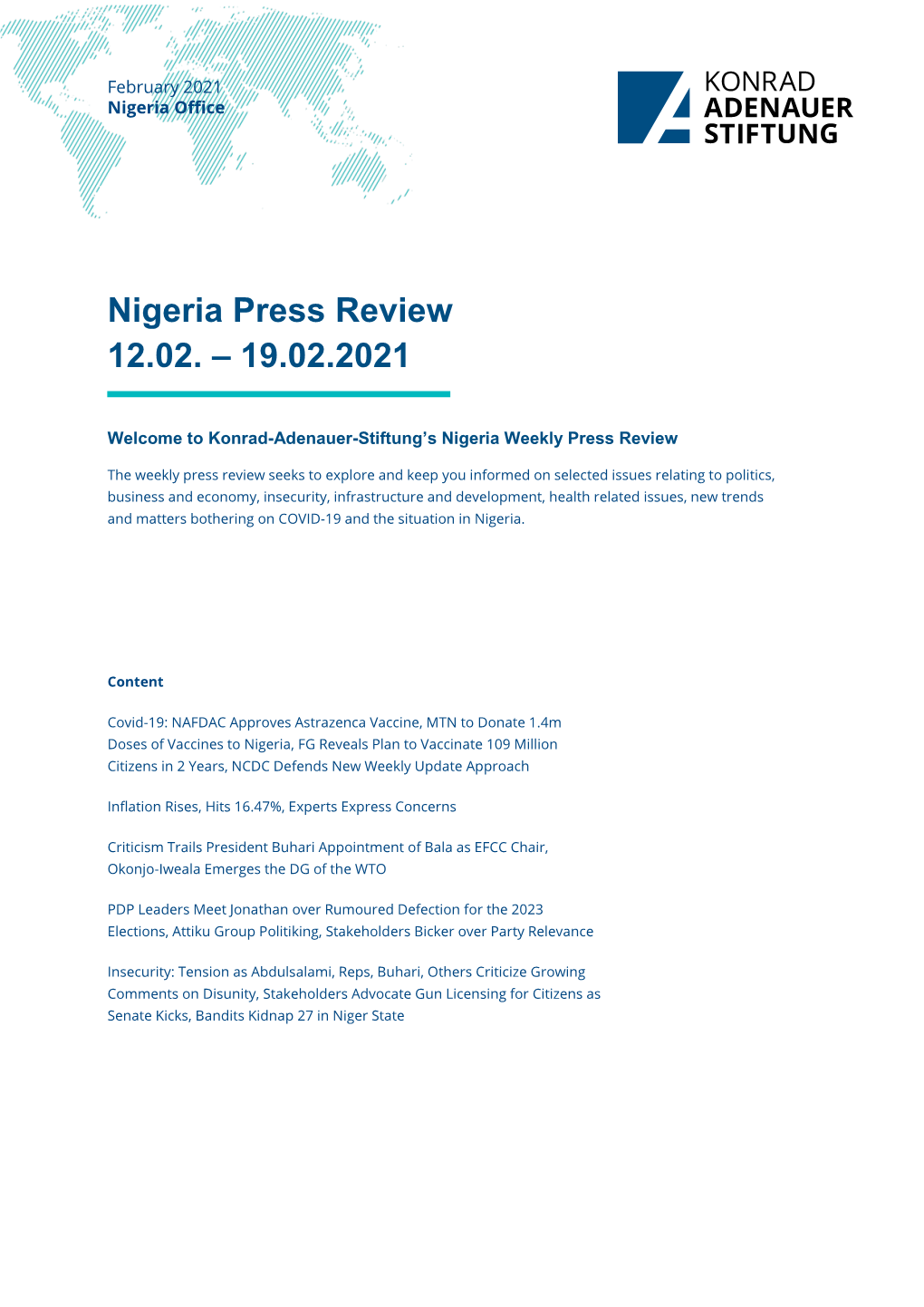 Nigeria Press Review 12.02. – 19.02.2021