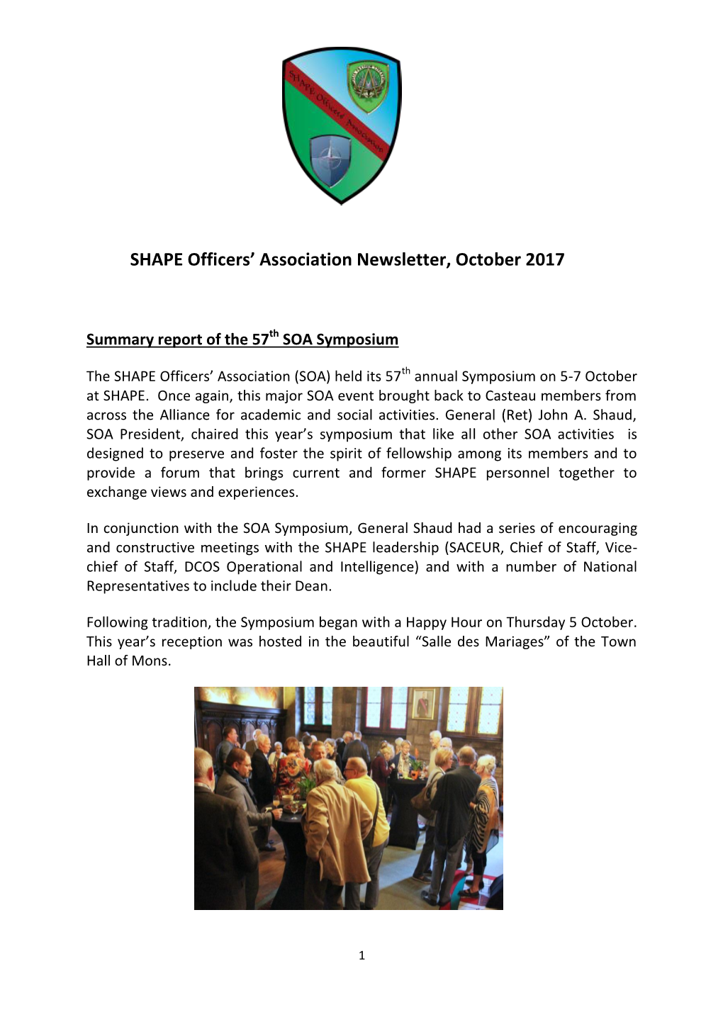 SHAPE Officers' Association Newsletter, October 2017