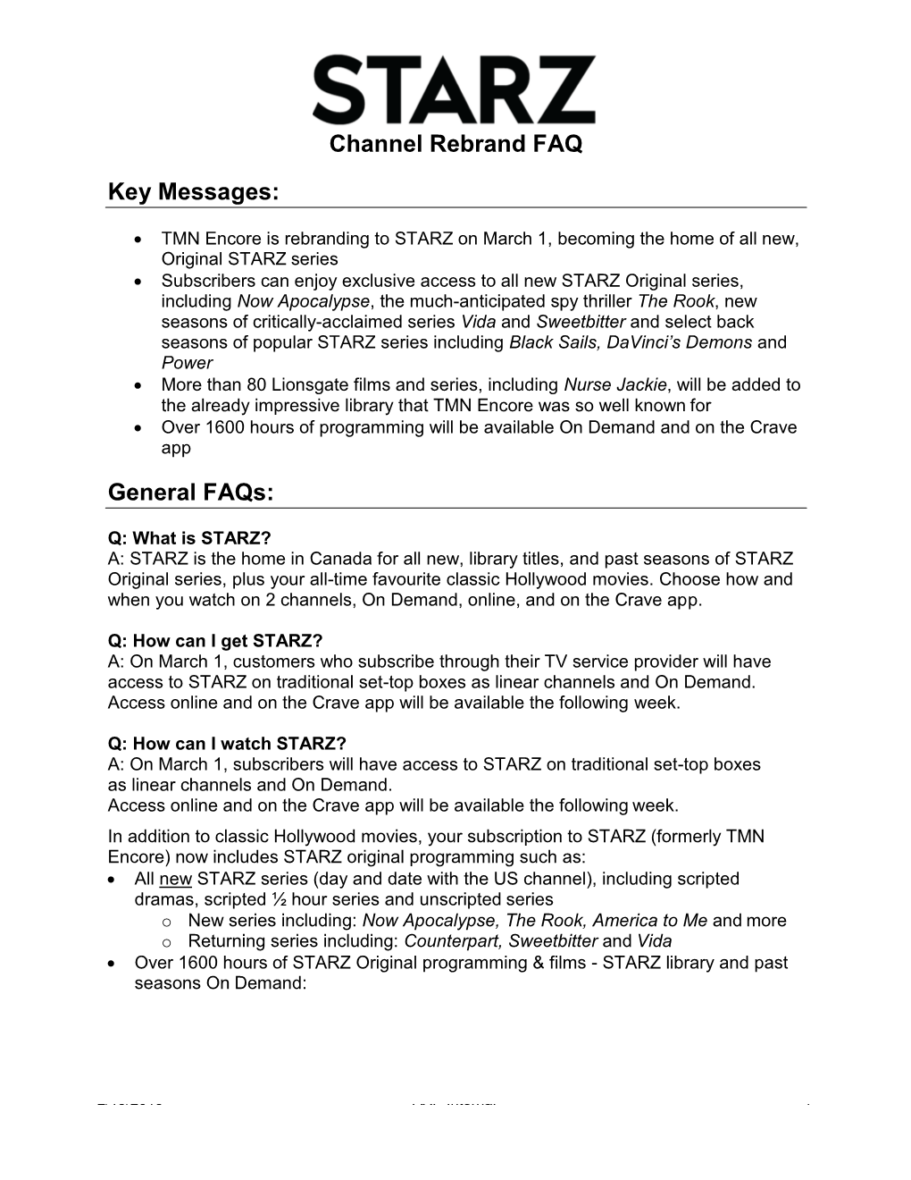 Channel Rebrand FAQ Key Messages