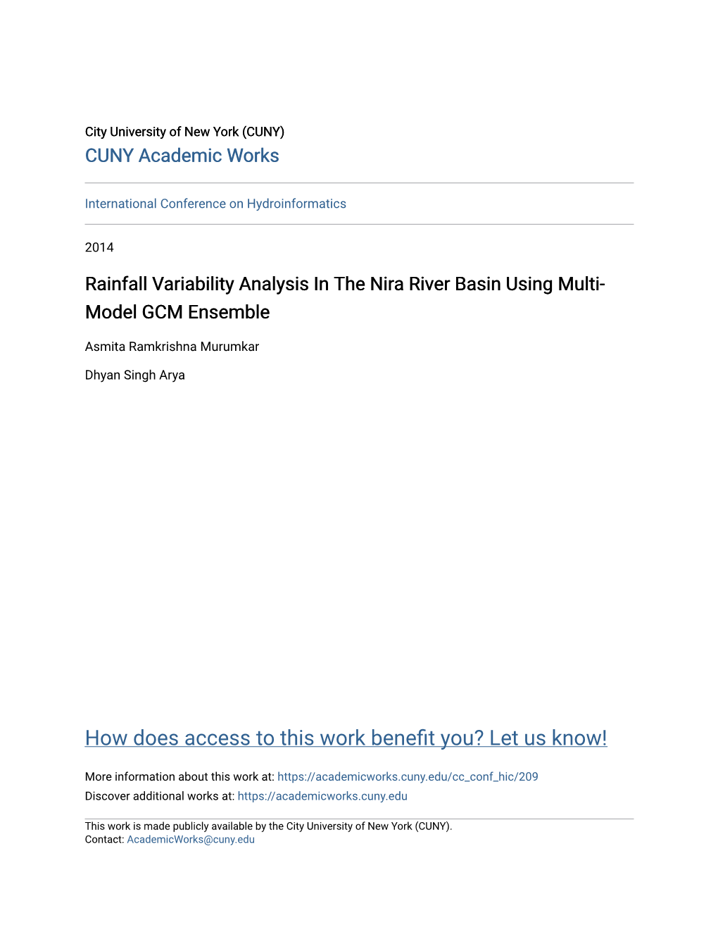 Rainfall Variability Analysis in the Nira River Basin Using Multi-Model Gcm Ensemble