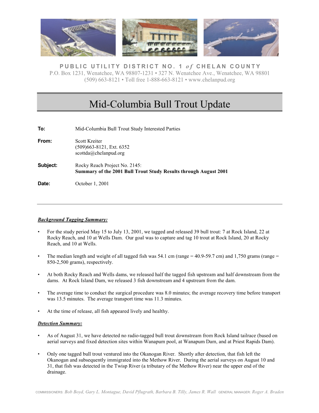 Mid-Columbia Bull Trout Update