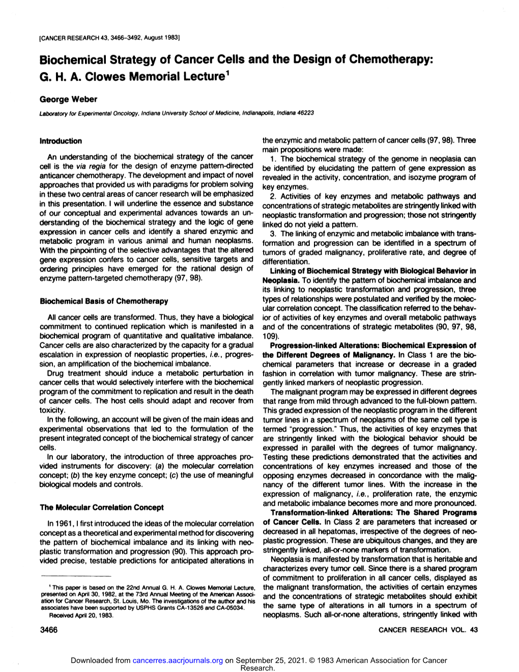 Biochemical Strategy of Cancer Cells and the Design of Chemotherapy: G