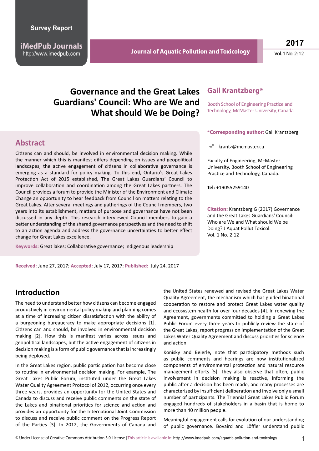 Governance and the Great Lakes Guardians' Council: Who Are We